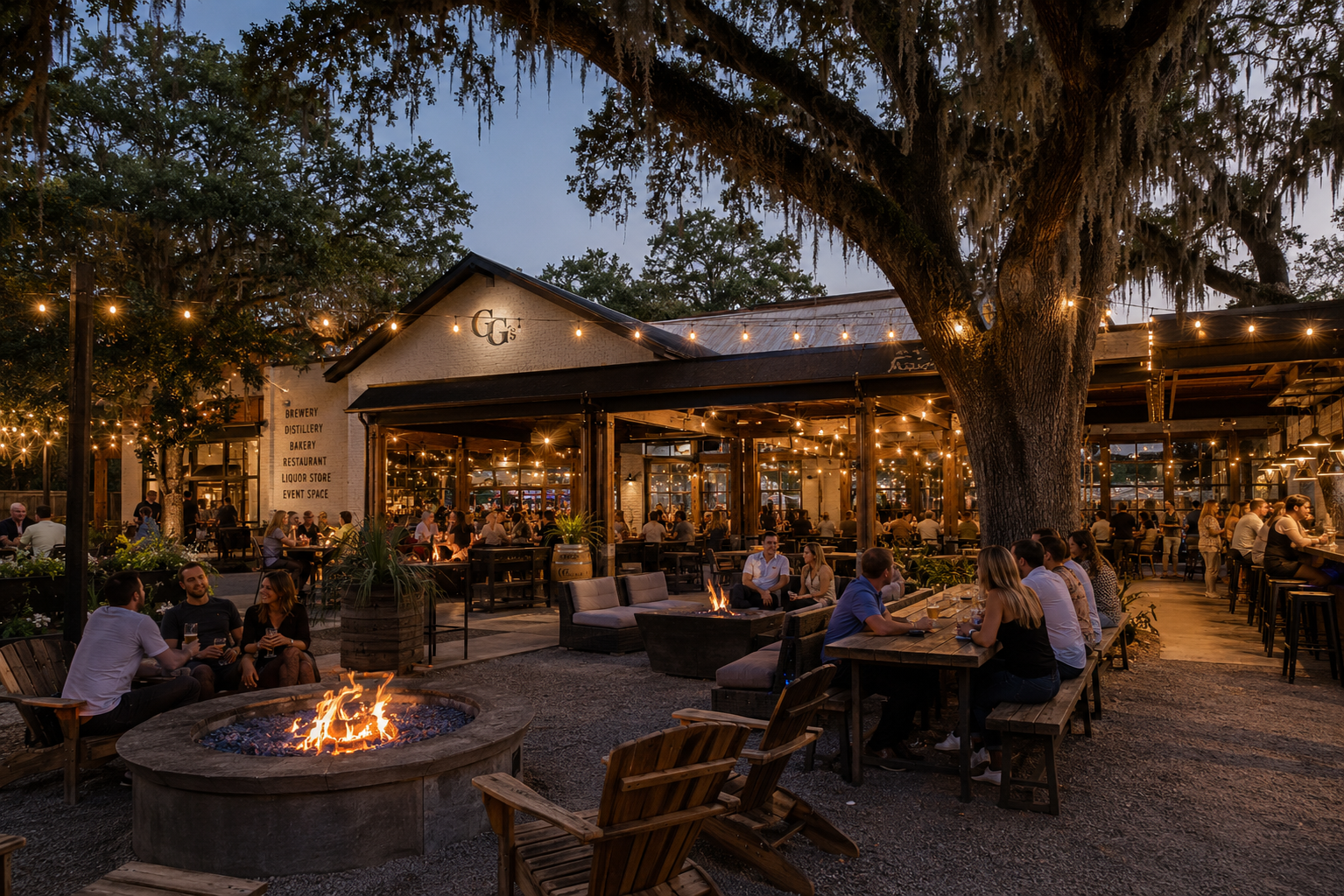 Patio under the oaks